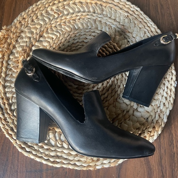 Nine West Black Heel Size 8 Leather Office Neutral Business Contemporary Event - Picture 12 of 14